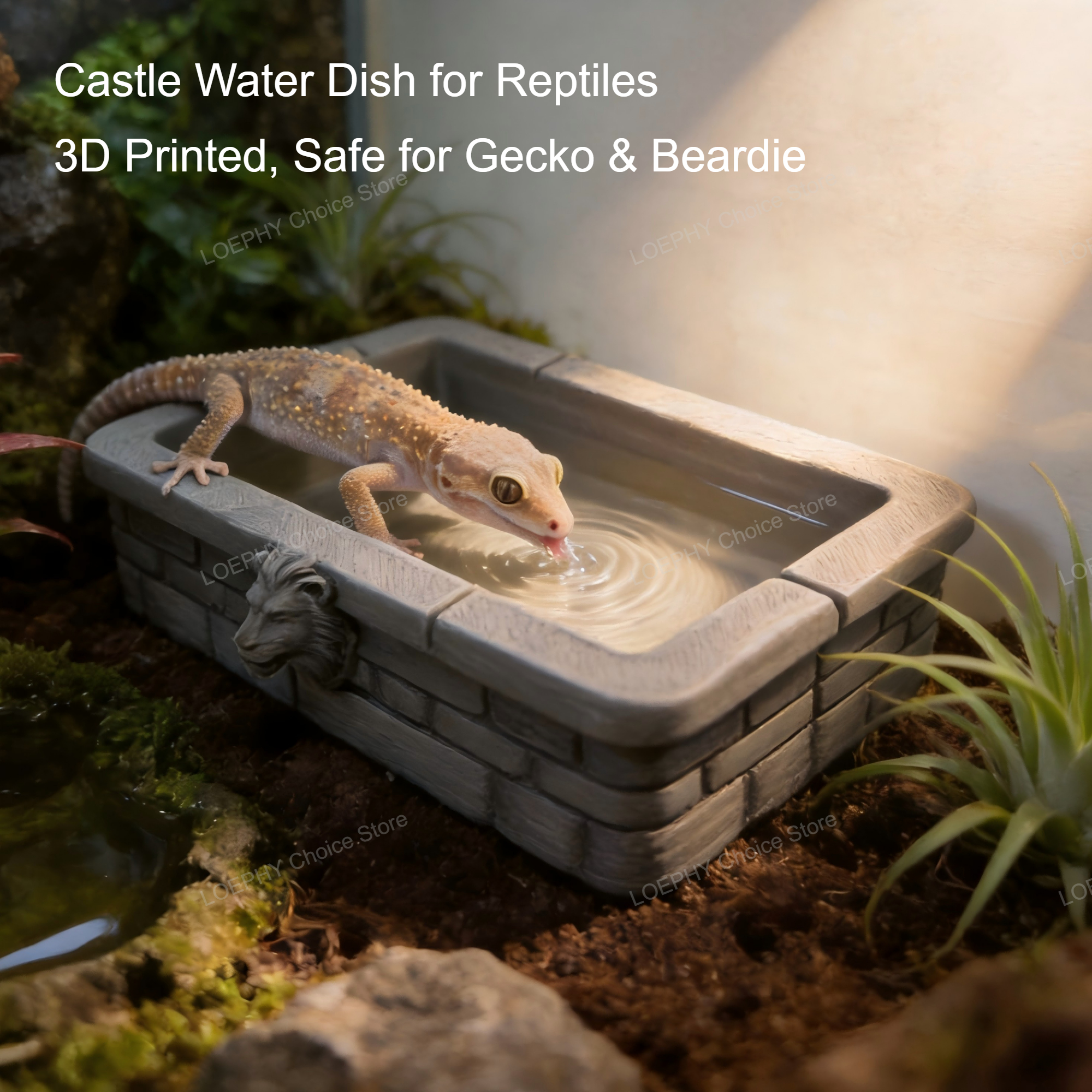 Water Dish Reptile - Reptile Water Bowl 3D Printed Castle