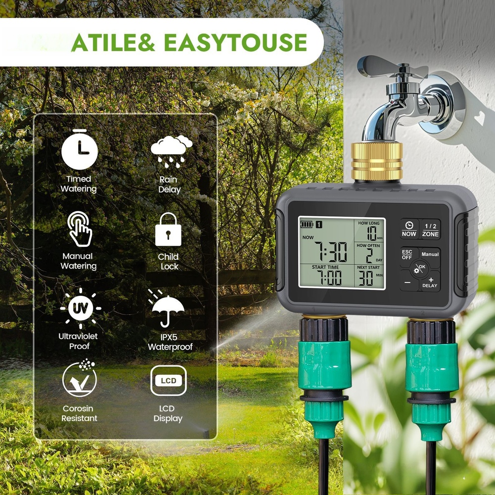 Timer Dual Outlet - Automatic Controller Battery Operated Timer 117*117*56.5MM