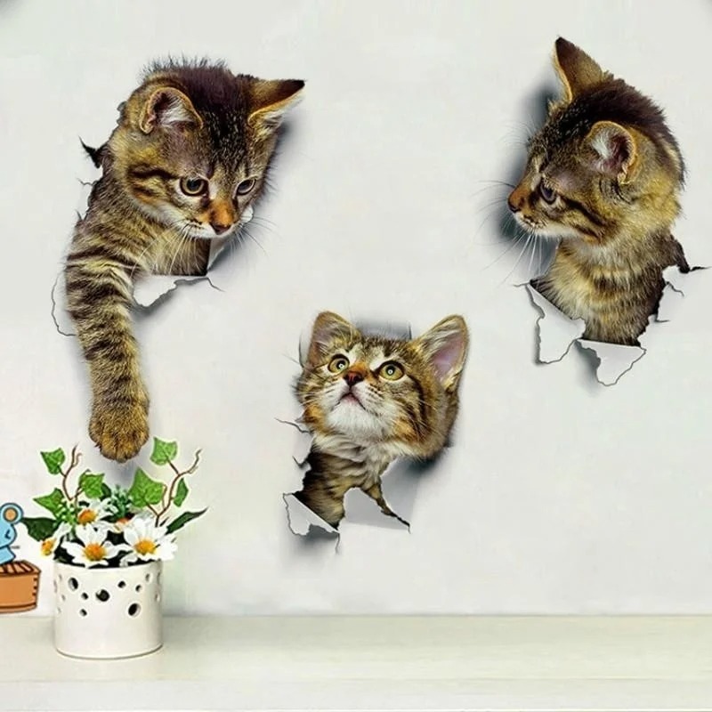3pcs 3D Cute Cat Self-adhesive - Pvc Panel Background avis et prix