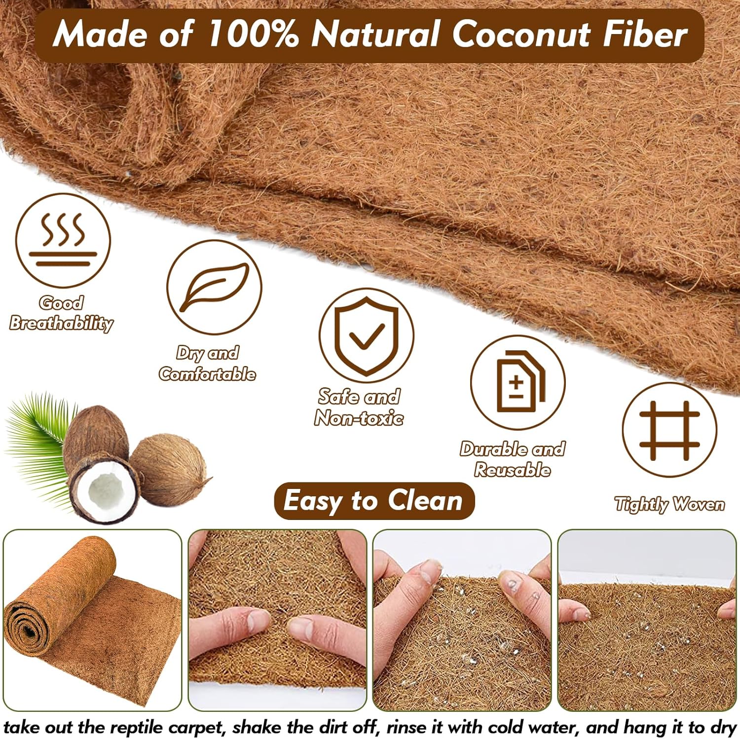 3 Rolls Reptile Carpet, 24x48i - Substrate Coconut Fiber avis et prix