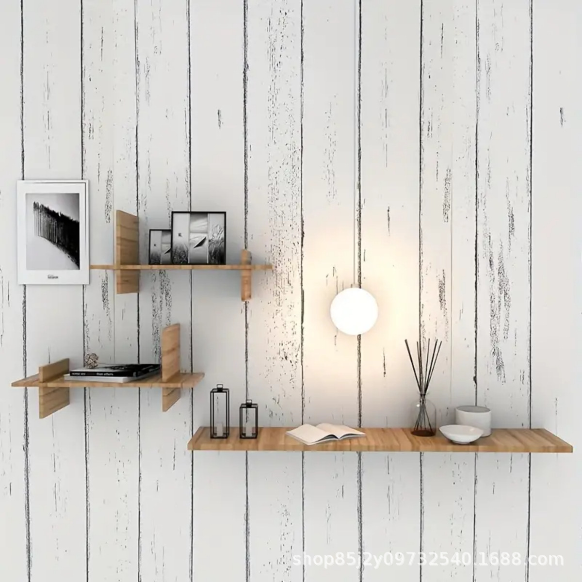 Retro White Wallpaper Wooden P - Pvc Panel Background avis et prix