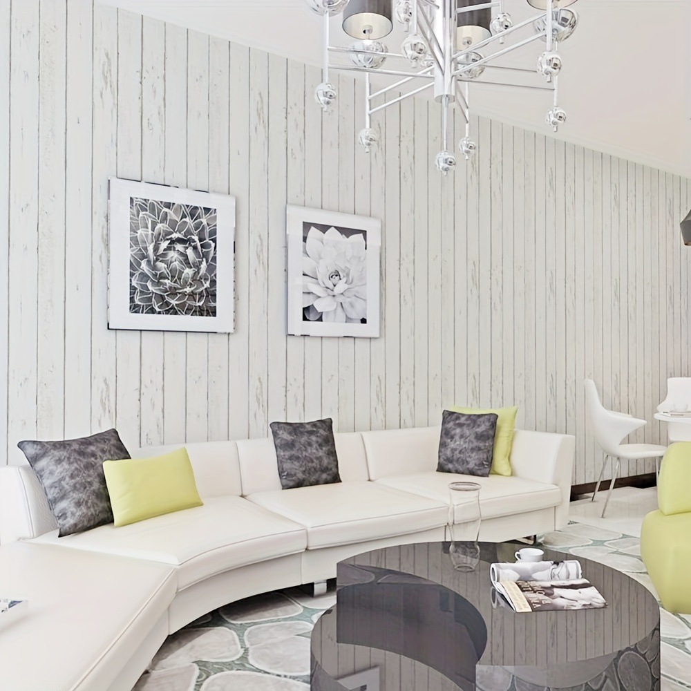 Retro White Wallpaper Wooden P - Pvc Panel Background avis et prix