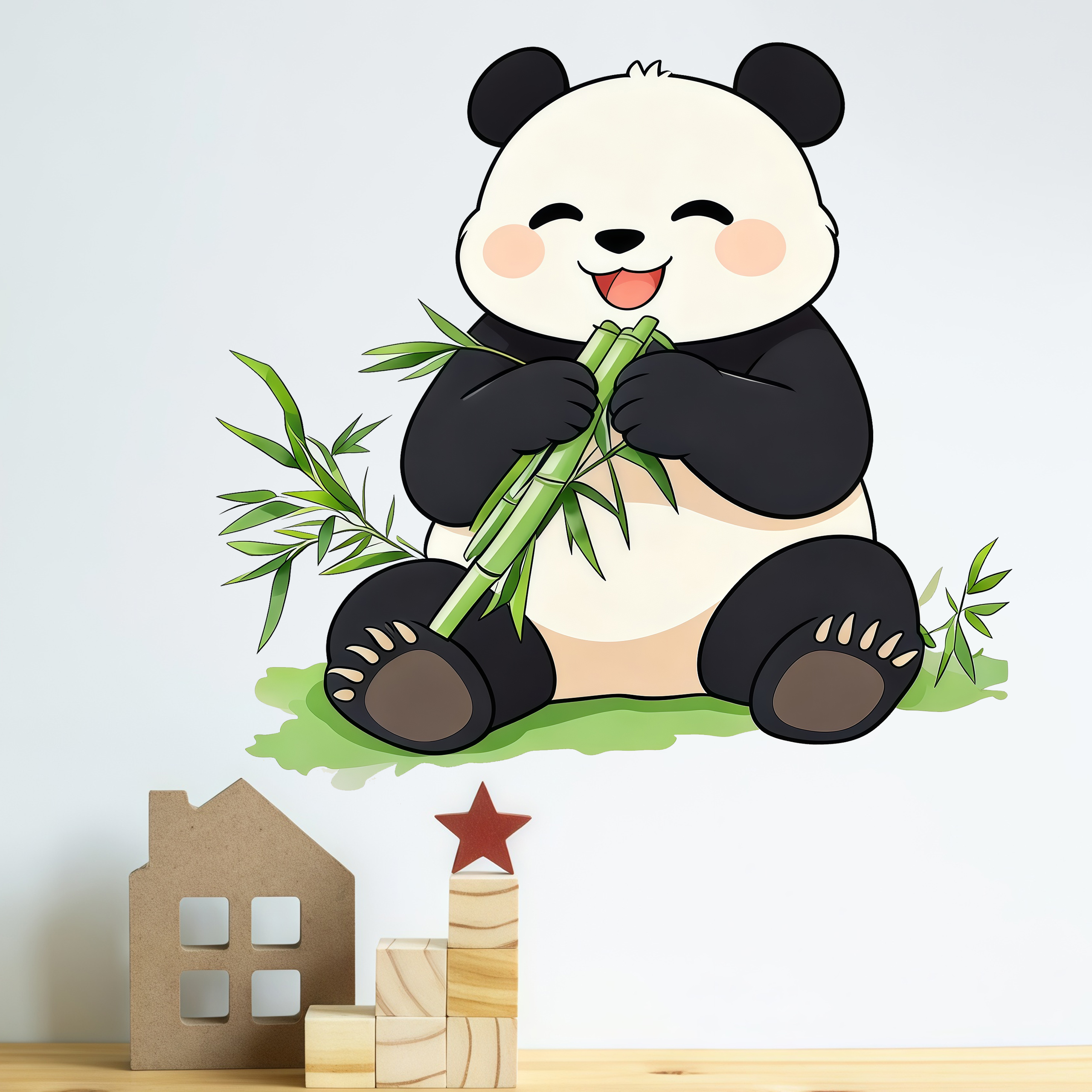 Bamboo And Panda Wall Decals S - Pvc Panel Background avis et prix