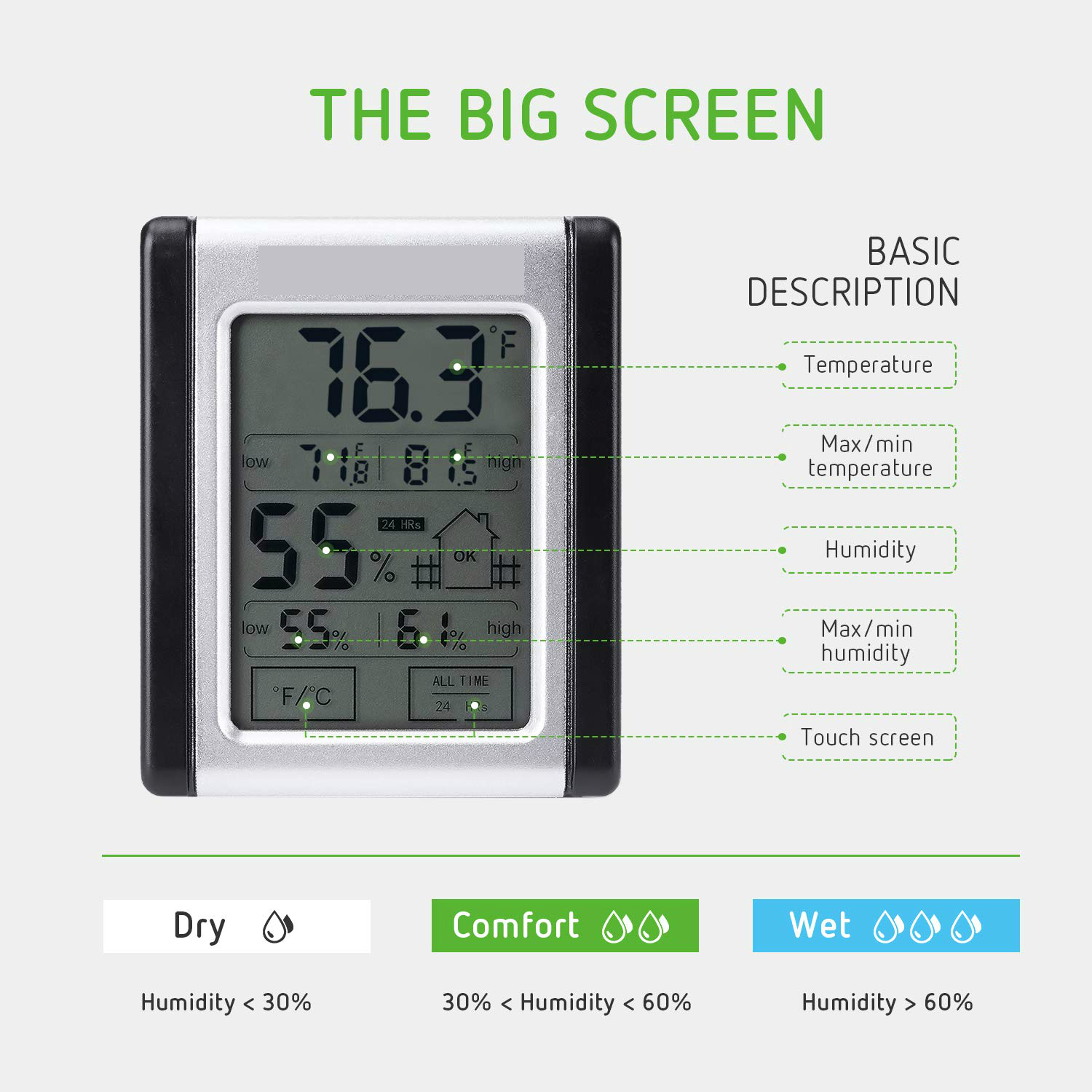 Digital Indoor Thermometer Hyg - Digital Hygrometer Probe avis et prix