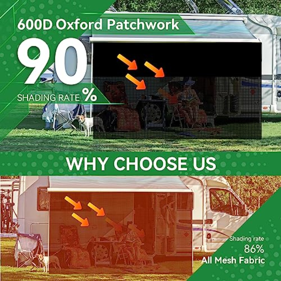 RV Awning Shade Screen 9' x 15 - Screen Top Mesh avis et prix