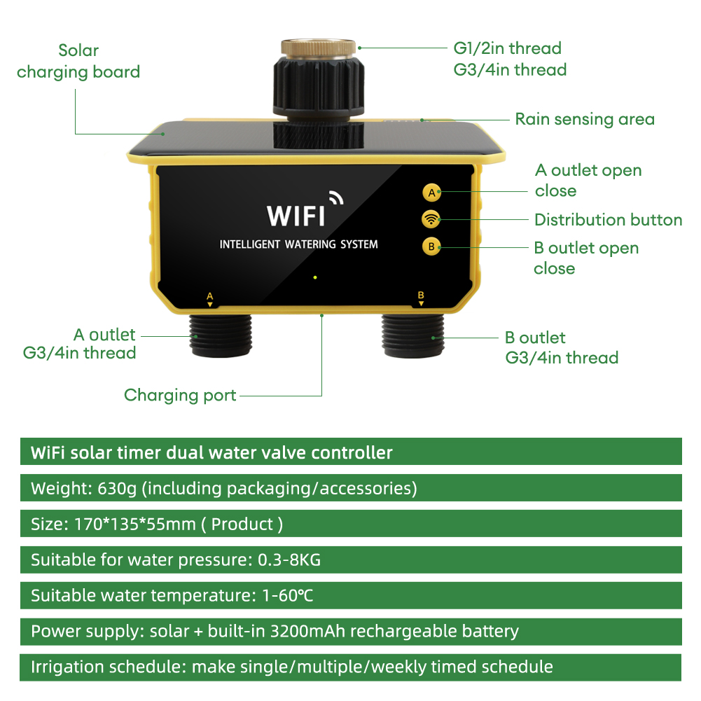 WiFi Solar Timer Dual Water Va - Timer Dual Outlet avis et prix